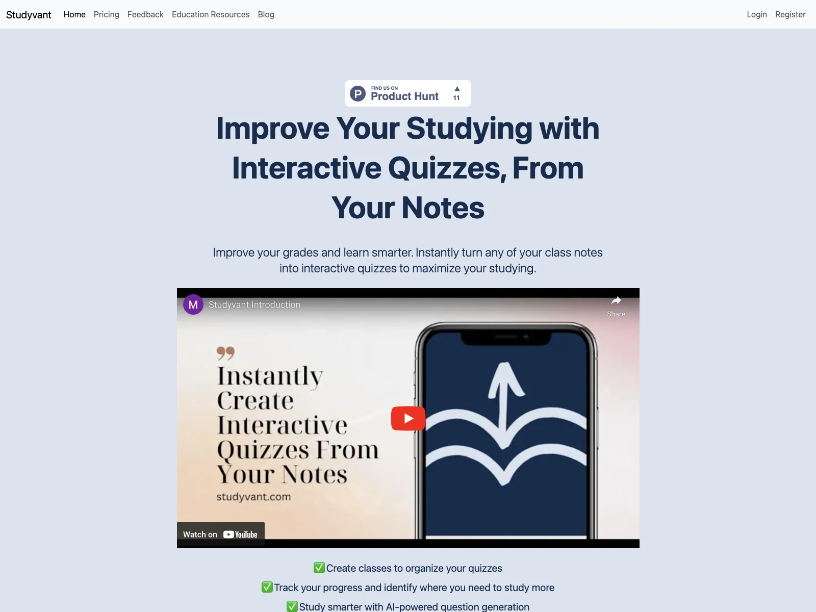 Studyvant - Transform Notes into Interactive Quizzes