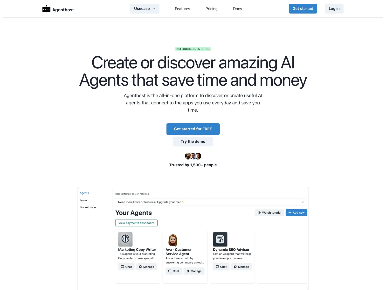 Agenthost: Create & Discover AI Agents for Time & Money Savings