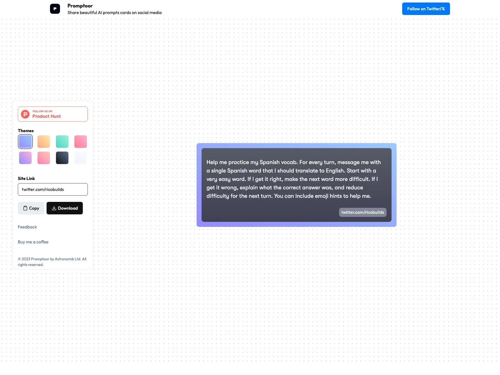 Promptoor: Create Stunning AI Prompt Cards for Social Media