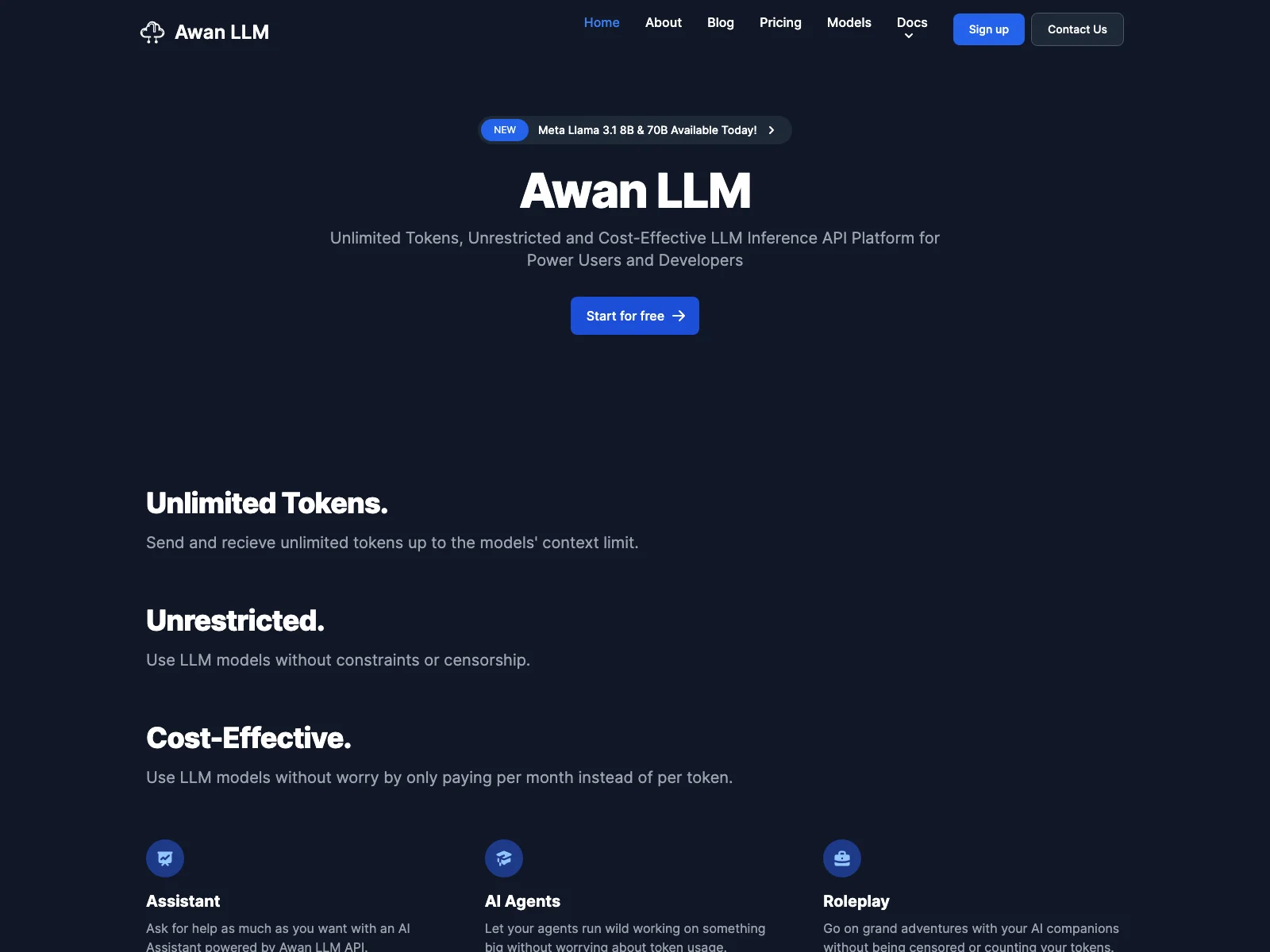 Awan LLM: Unlimited Tokens, Unrestricted Use & Cost-Effective API