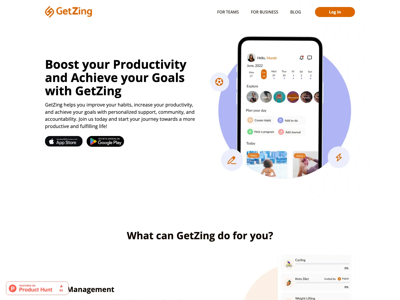 GetZing - Enhance Productivity and Reach Your Goals