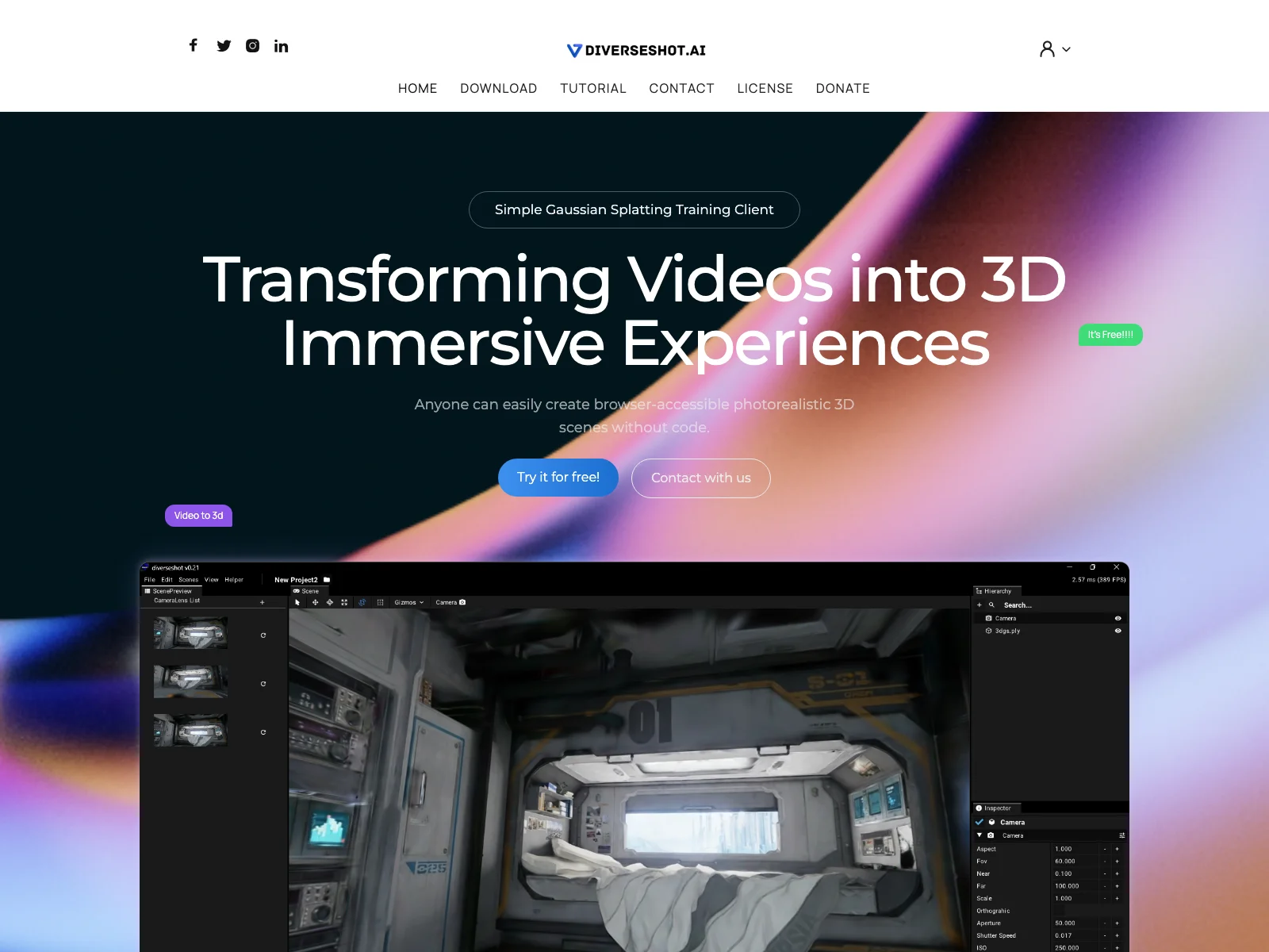 DiverseShot AI: Transform Videos into 3D Immersive Scenes