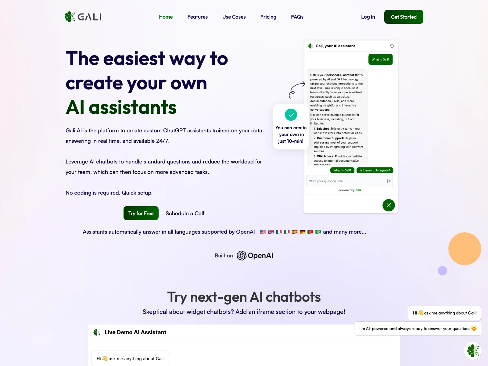 Gali - Custom AI Chatbots for Enhanced Communication