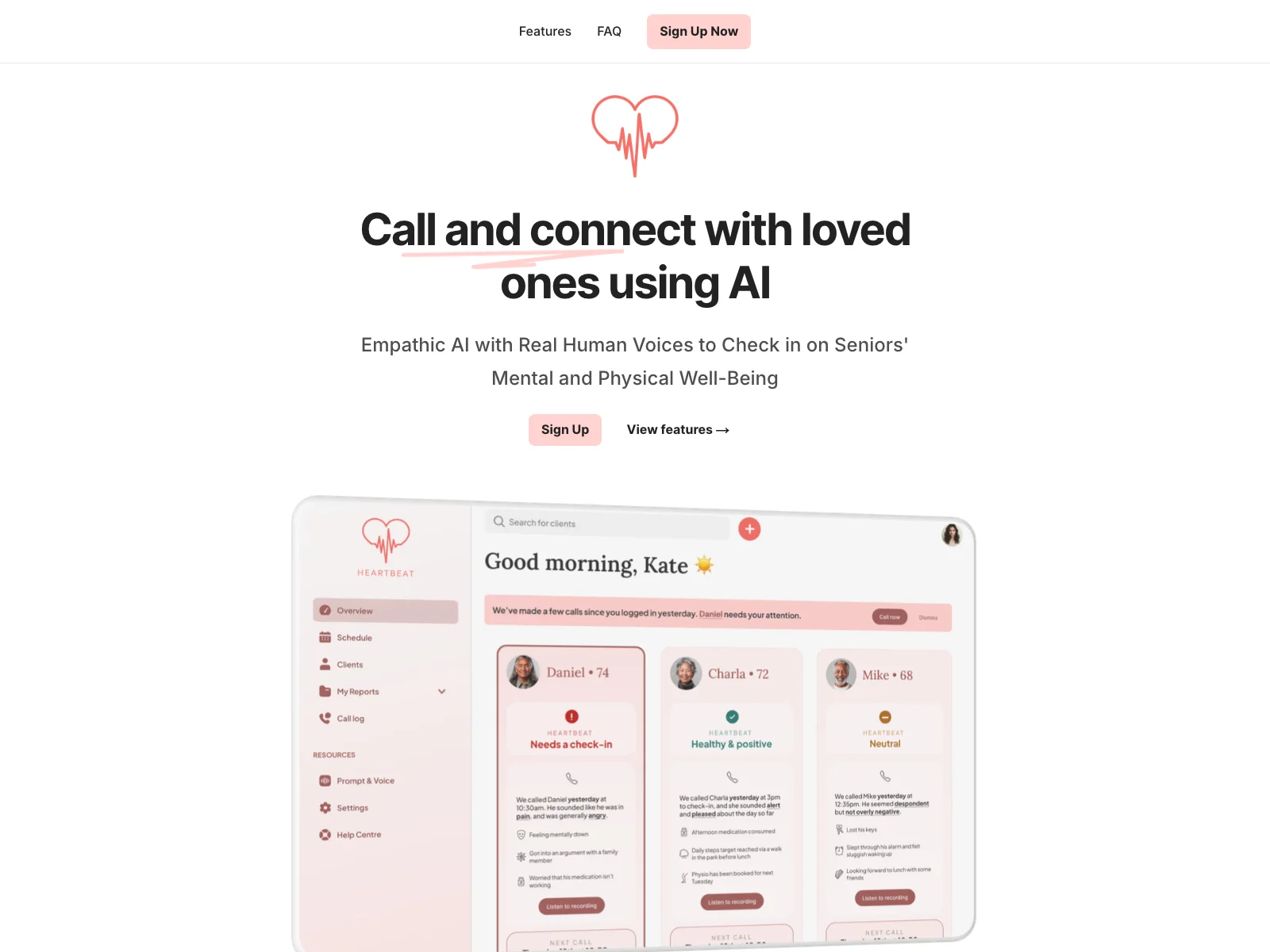 Heartbeat: Empathic AI Calls for Connecting with Loved Ones and Ensuring Well-being