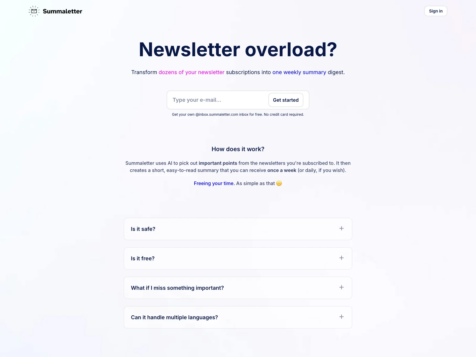 Summaletter: AI-Powered Solution for Newsletter Overload and Time Savings