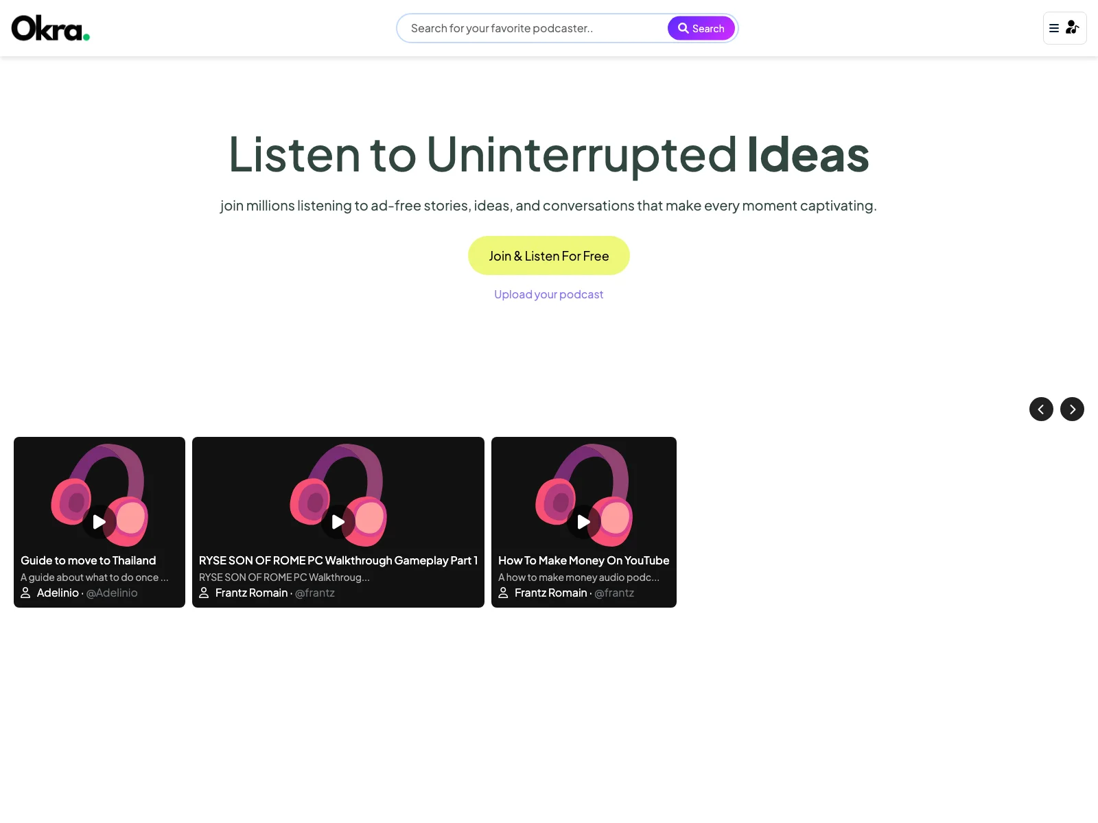 OKRA: The Free & Ad-Free Podcast Platform for All