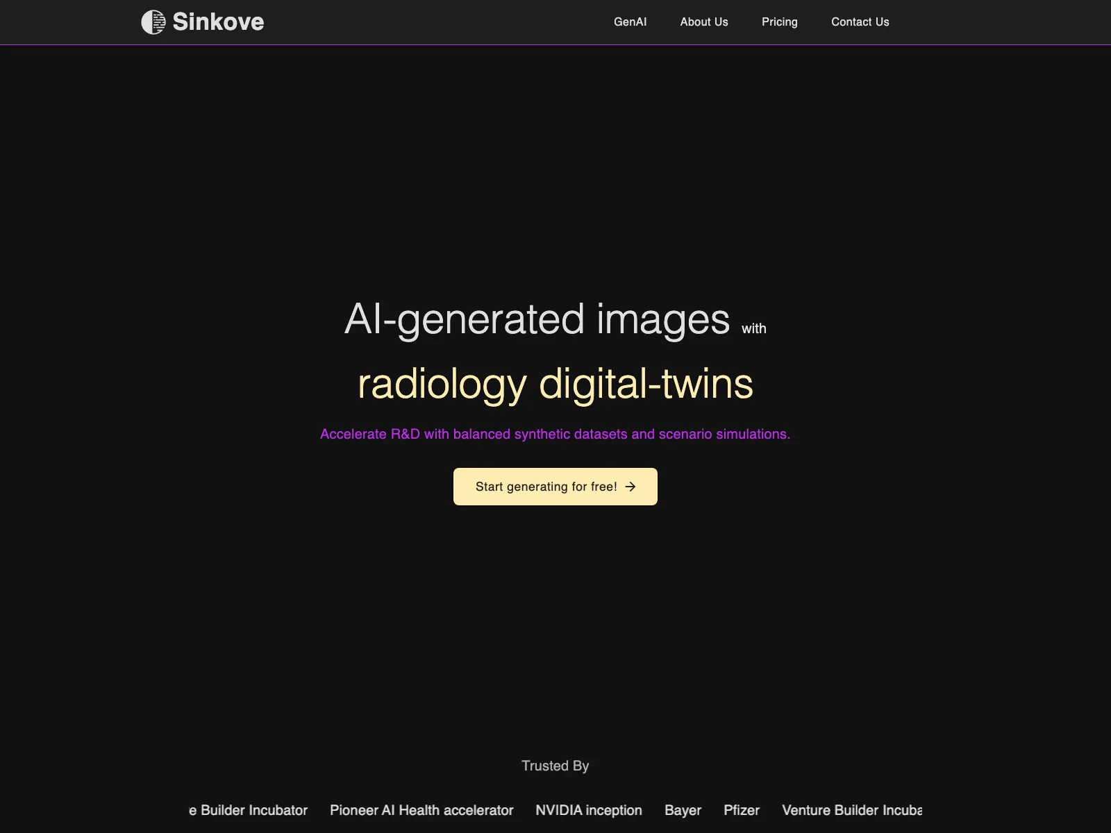 Sinkove GenAI: Advanced AI for Radiology and Accelerated R&D