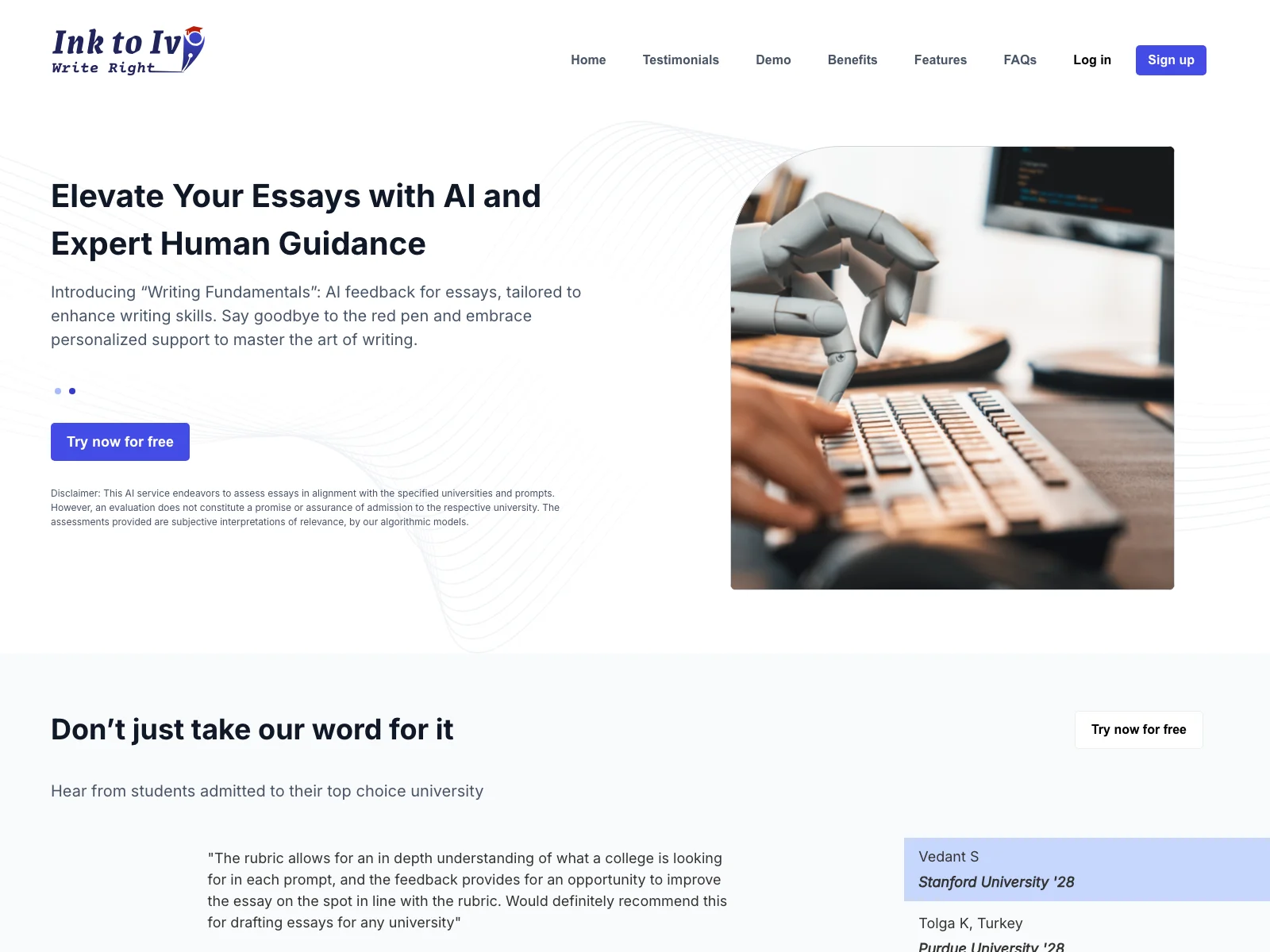 InkToIvy: Elevate Your College Essays with AI & Expert Guidance