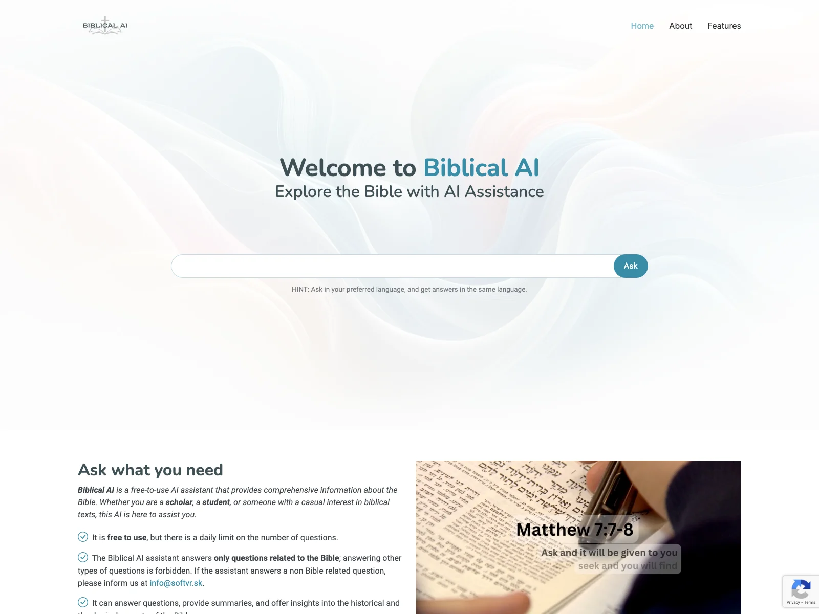 「Biblical AI - 聖書の洞察を提供する無料サービス」