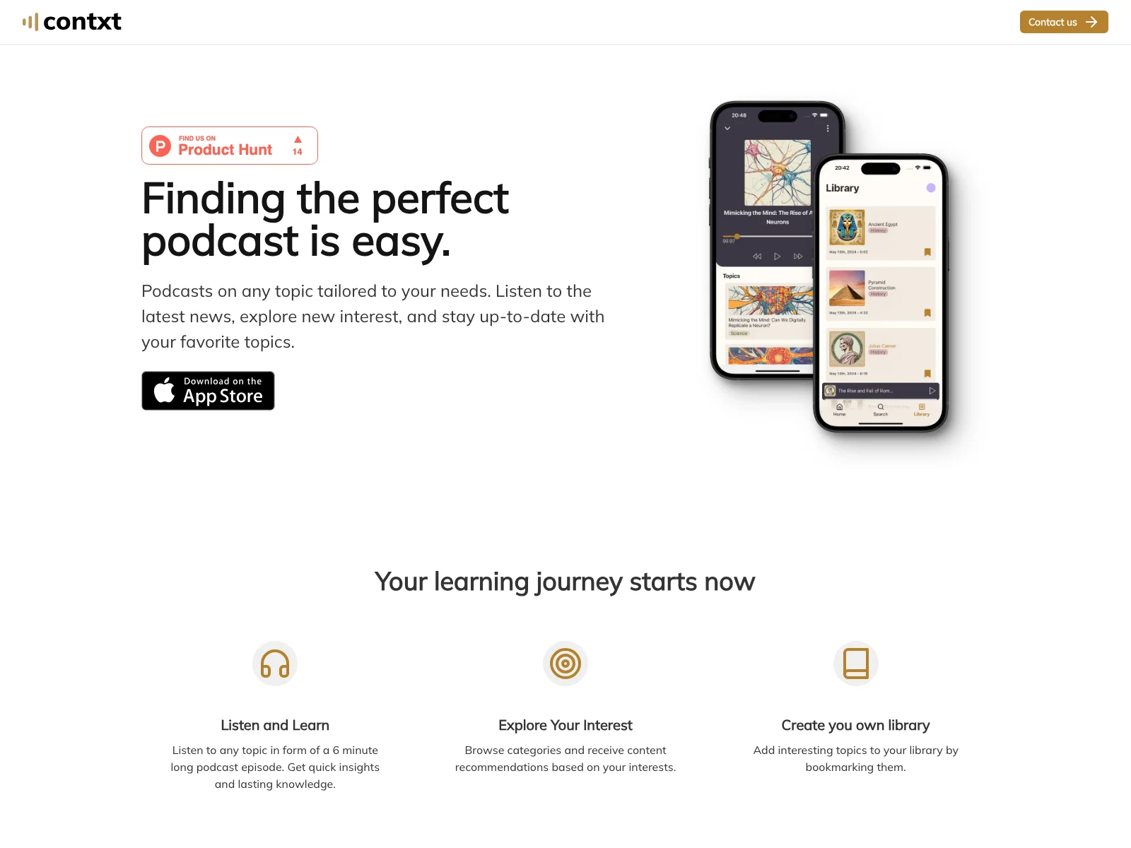 Contxt: Personalized AI-Generated Podcasts for Easy Learning and Exploration