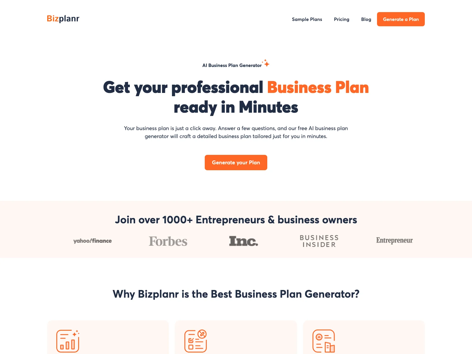 Bizplanr: AI-Powered Business Plan Generator for Quick Success