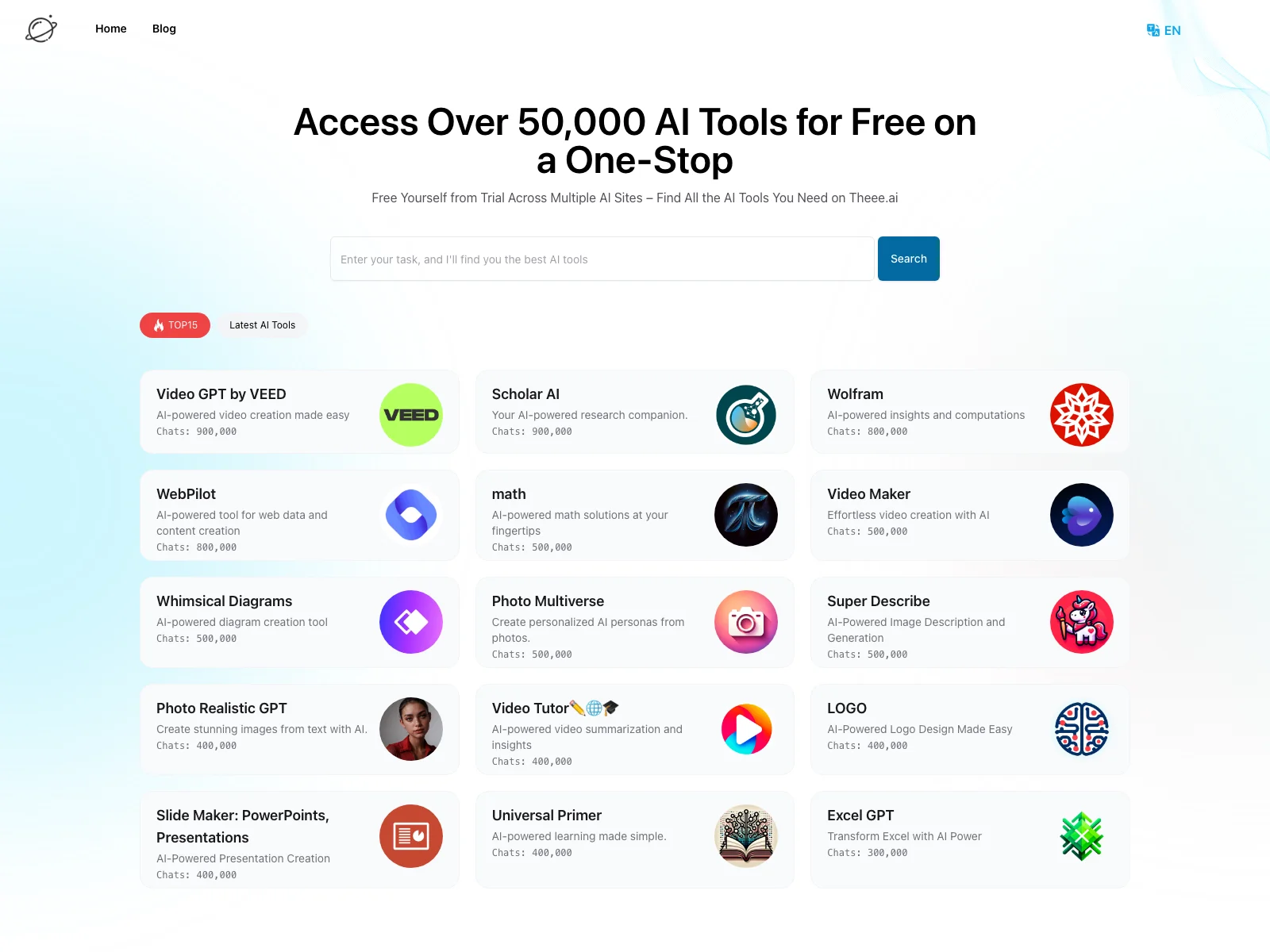 Theee.ai: Unlock the Power of 50,000+ AI Tools for Free