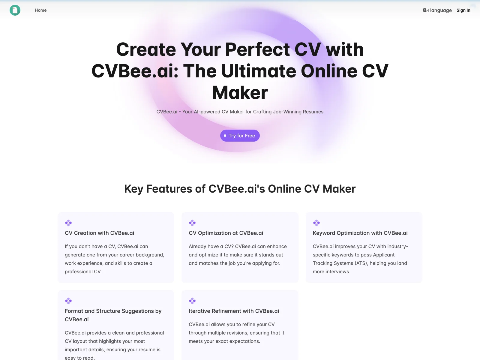 CVBee.ai: AI-Powered Online CV Maker for Job Success