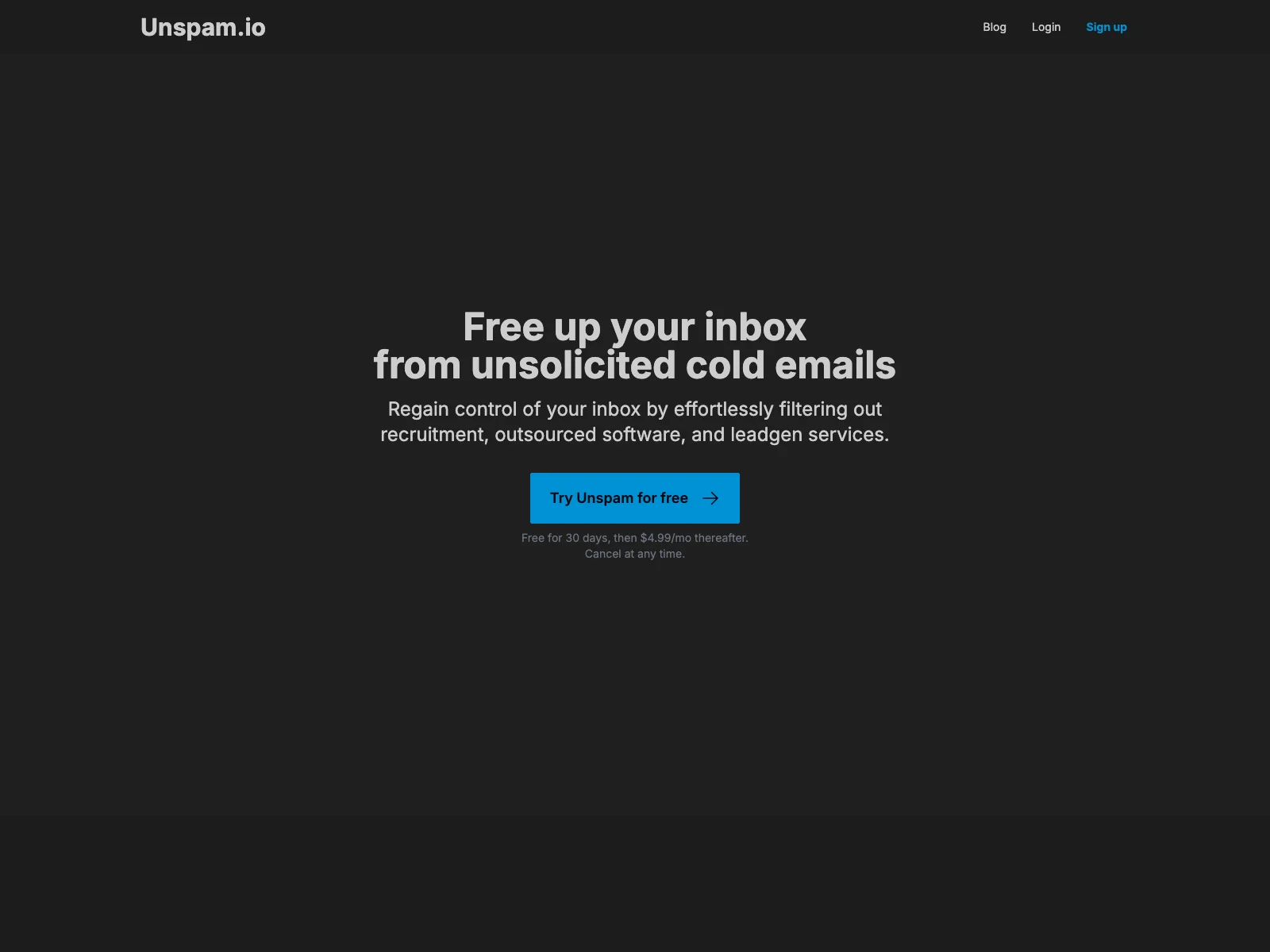 Unspam.io: Effortlessly Free Your Inbox from Unsolicited Emails