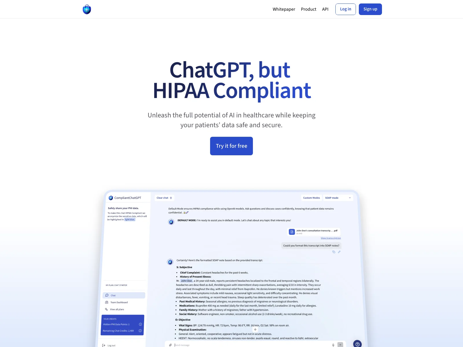 CompliantChatGPT: HIPAA-Compliant AI for Healthcare