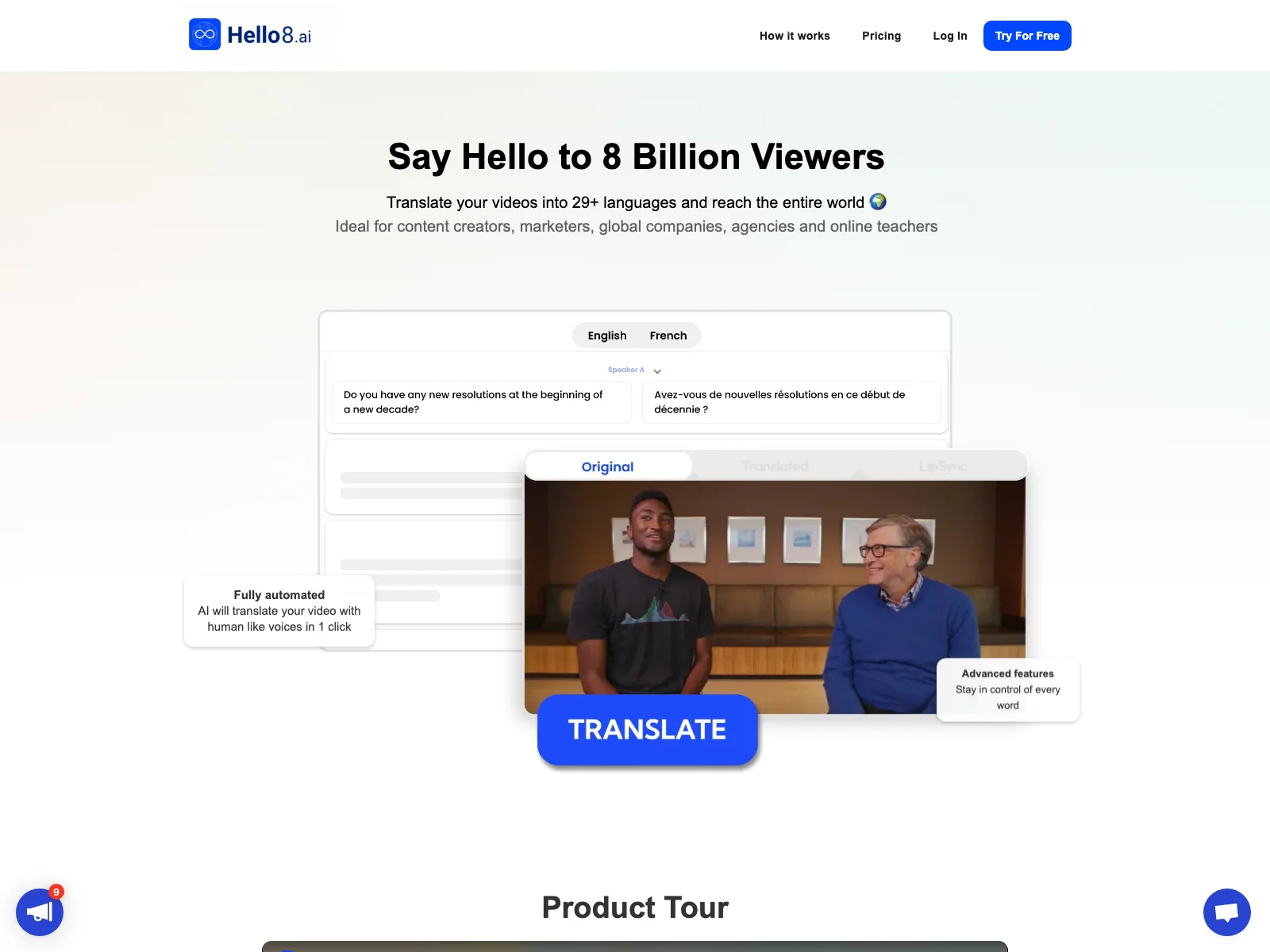 Hello8: Translate Videos and Reach the World