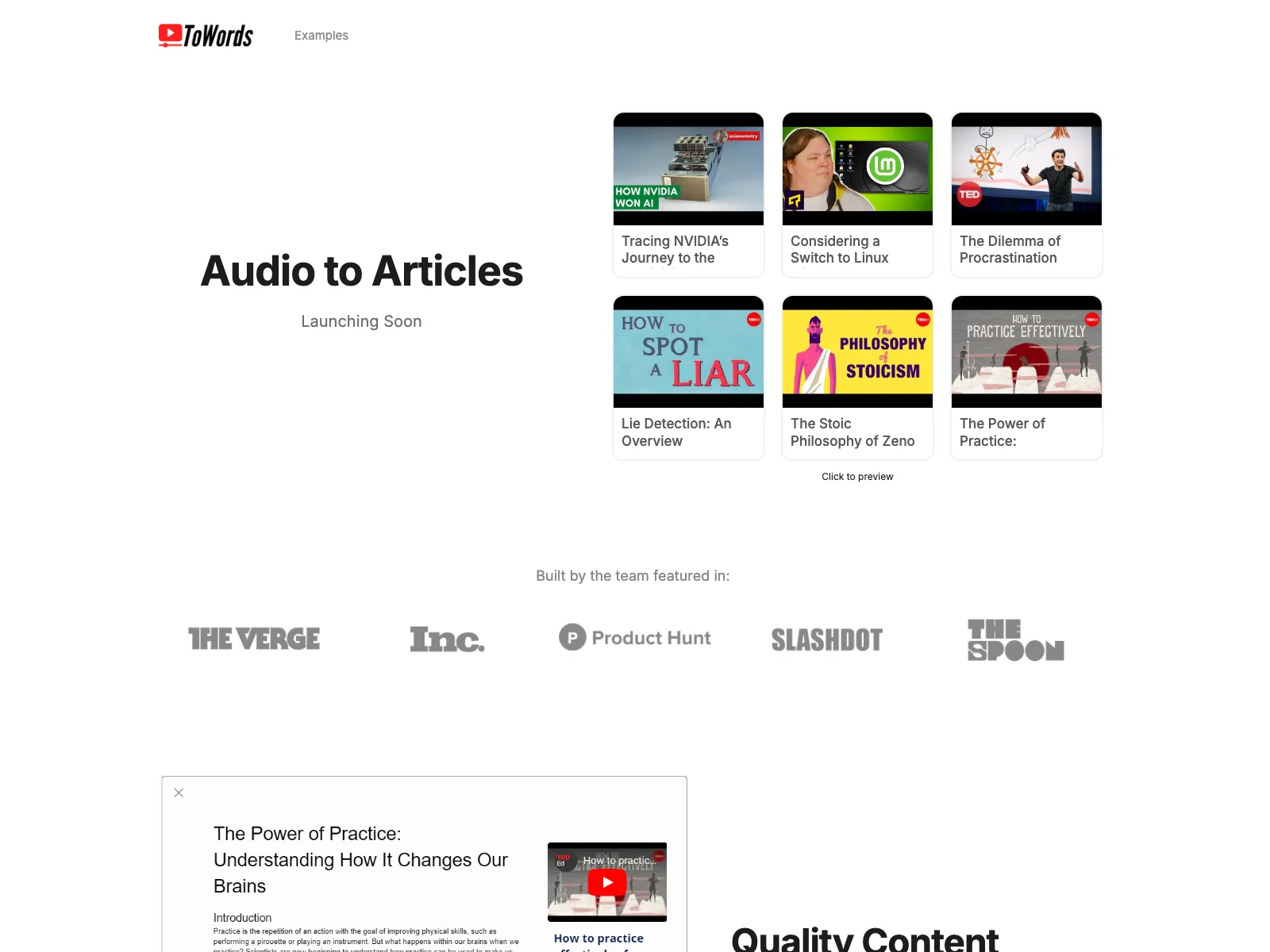 ToWords.io: Transform Videos & Audio into Engaging Content