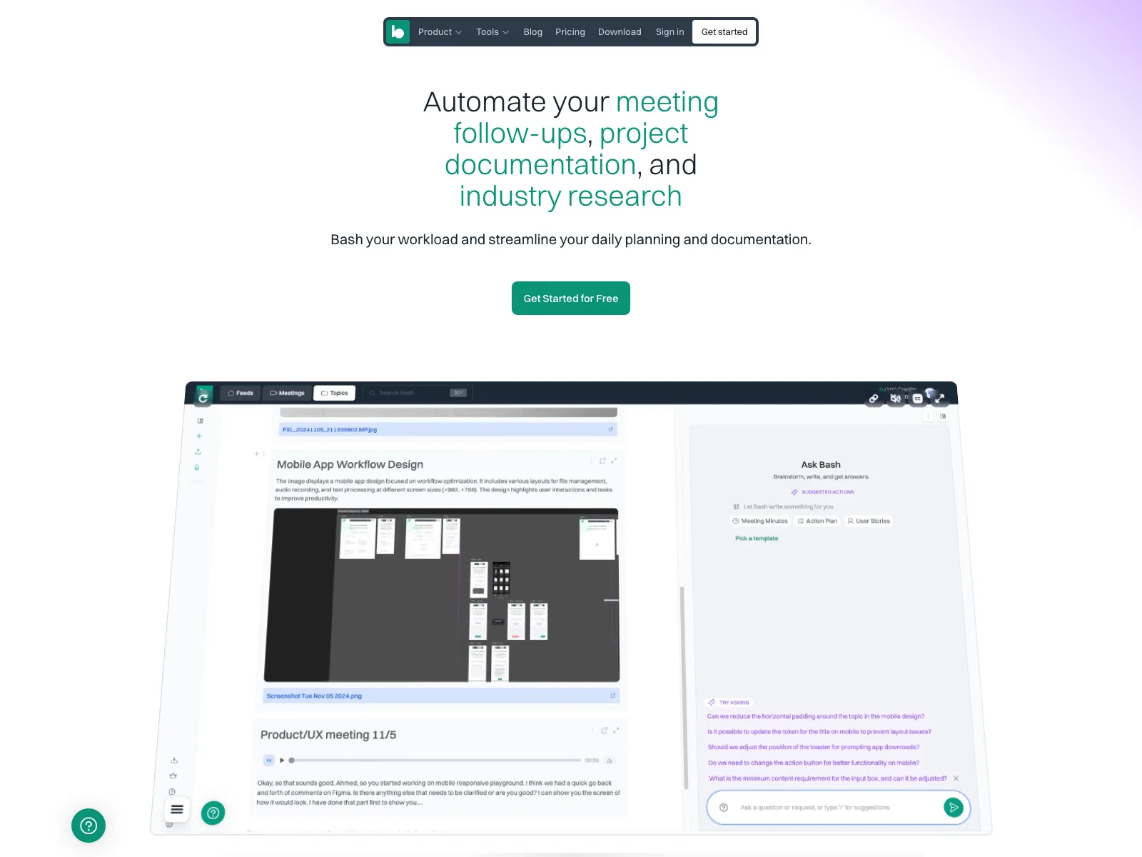 Bash: Streamlining Work with AI - Meeting, Docs & Insights