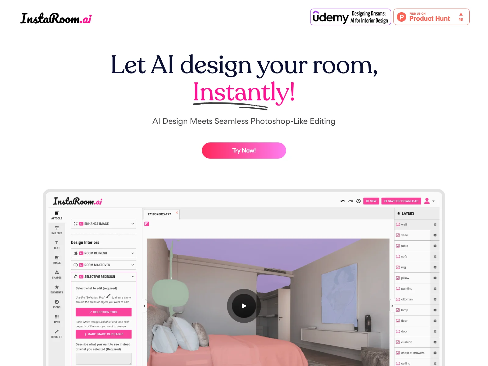 InstaRoom: Transforming Spaces with AI-Powered Design