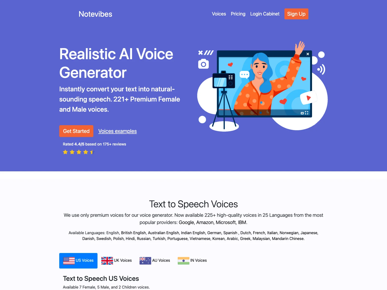 Free Text to Speech Online with Notevibes Voices