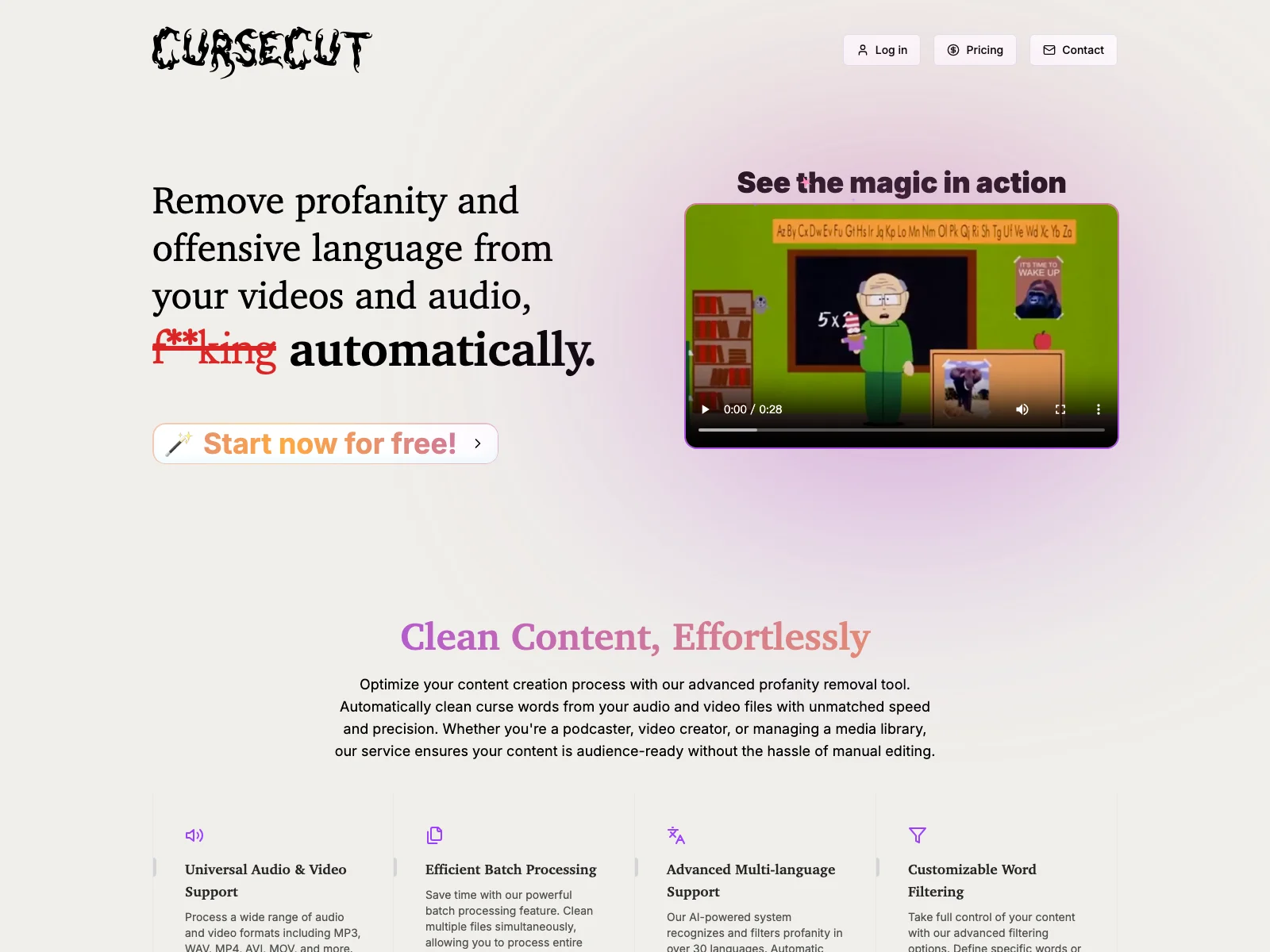 CurseCut: Automatically Clean Video and Audio Content