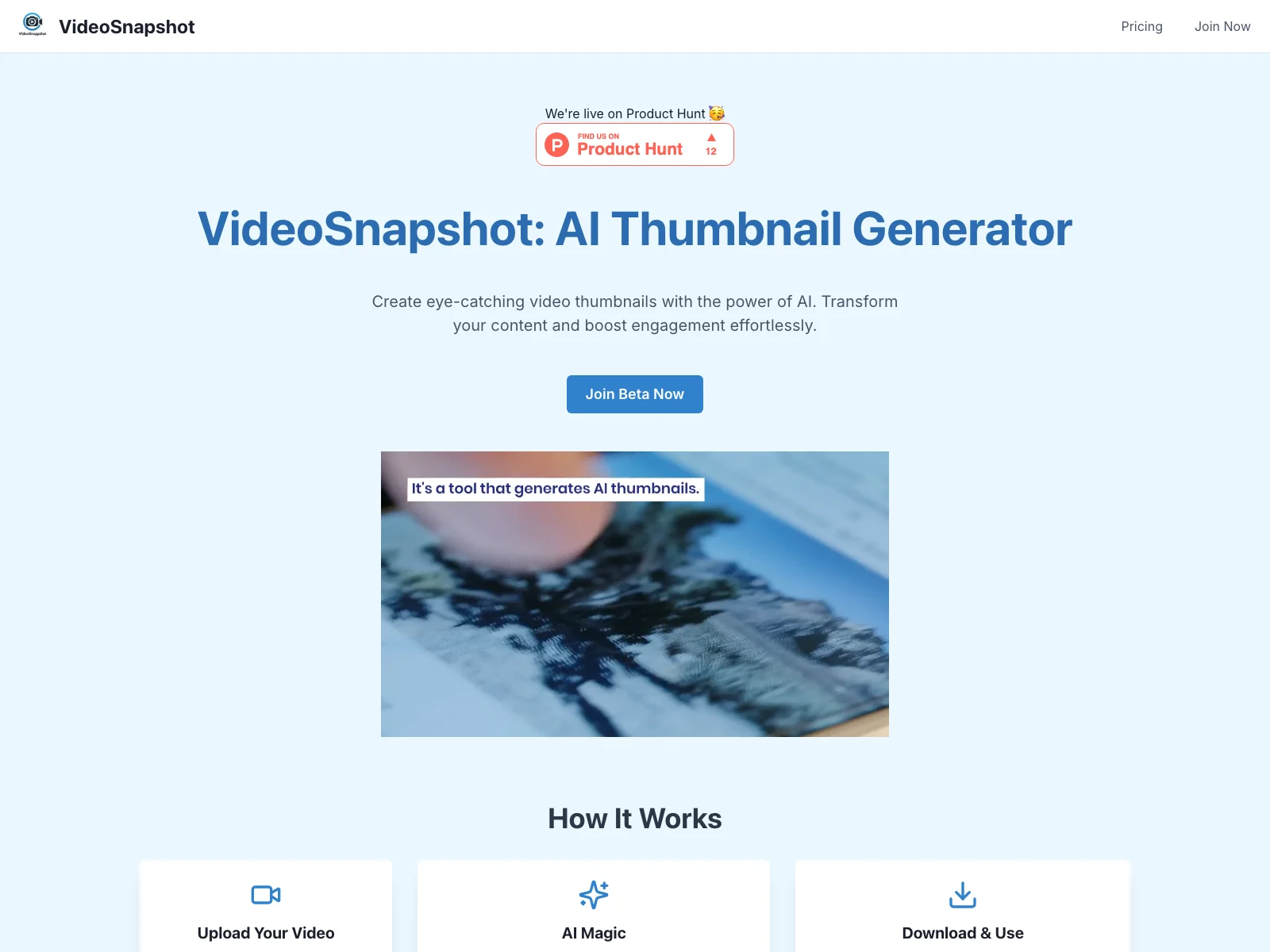 VideoSnapshot - Boost Video Engagement with AI Thumbnails