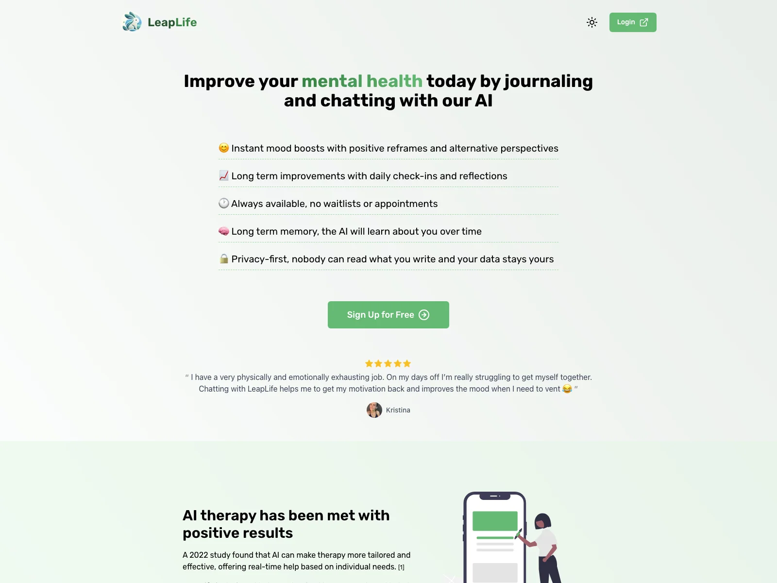 LeapLife: AI-Powered Mental Health App for Instant Support and Growth