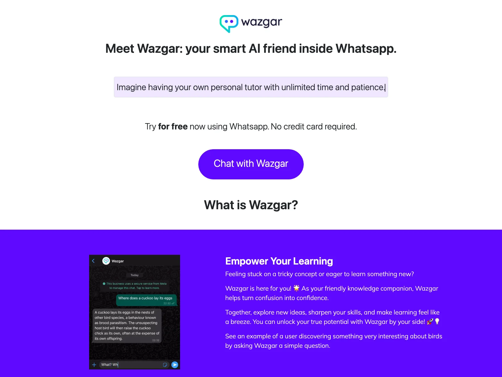 Wazgar - The Whatsapp AI Assistant for All Your Needs