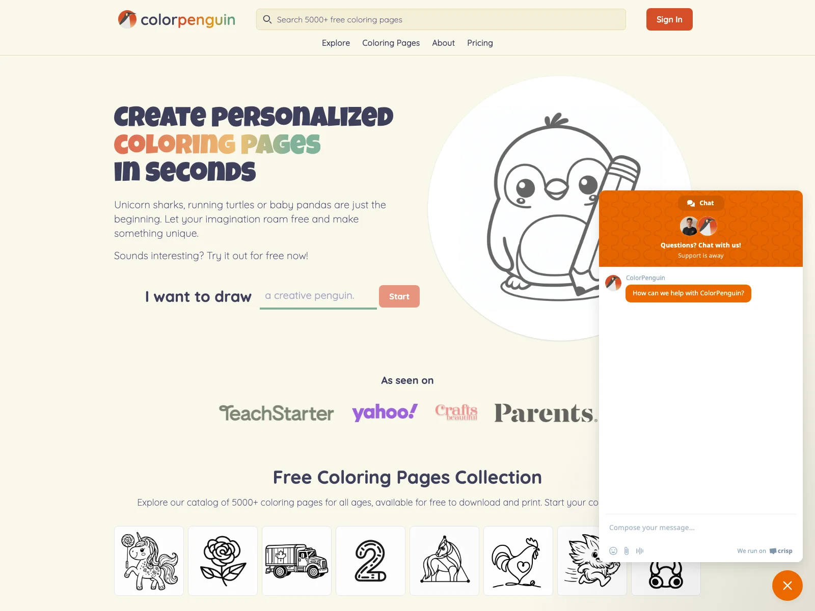 Create Personalized Coloring Pages with ColorPenguin