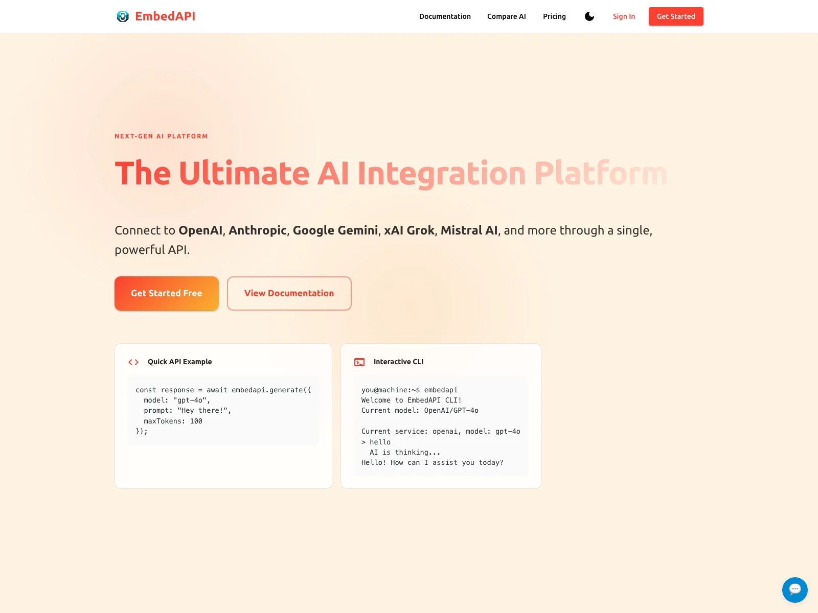 EmbedAPI - Unifying AI Access for Seamless Integration