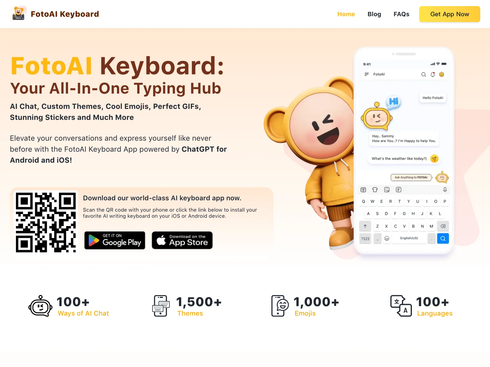「FotoAI Keyboard - AIチャットと多彩な機能」
