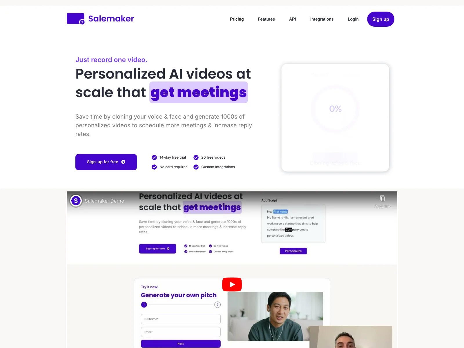 Salemaker: AI-Powered Personalized Videos for More Meetings & Higher Reply Rates