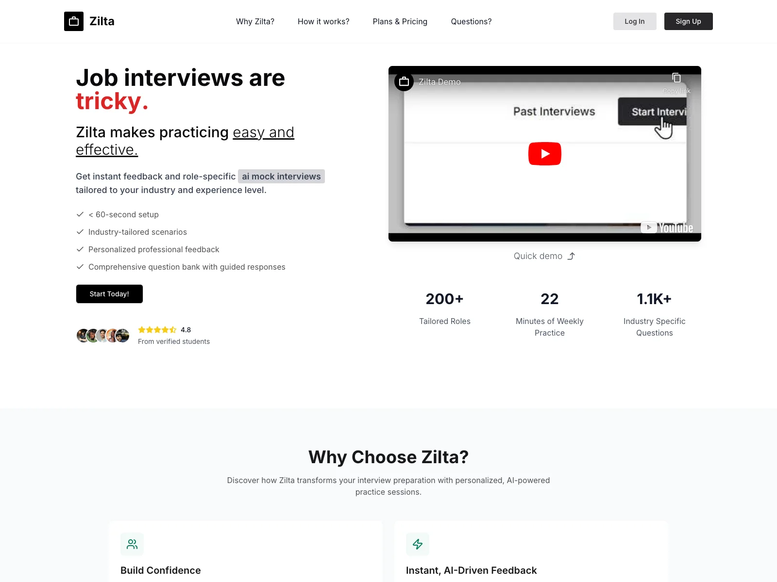 Zilta: AI Interviewer for Enhanced Job Interview Preparation