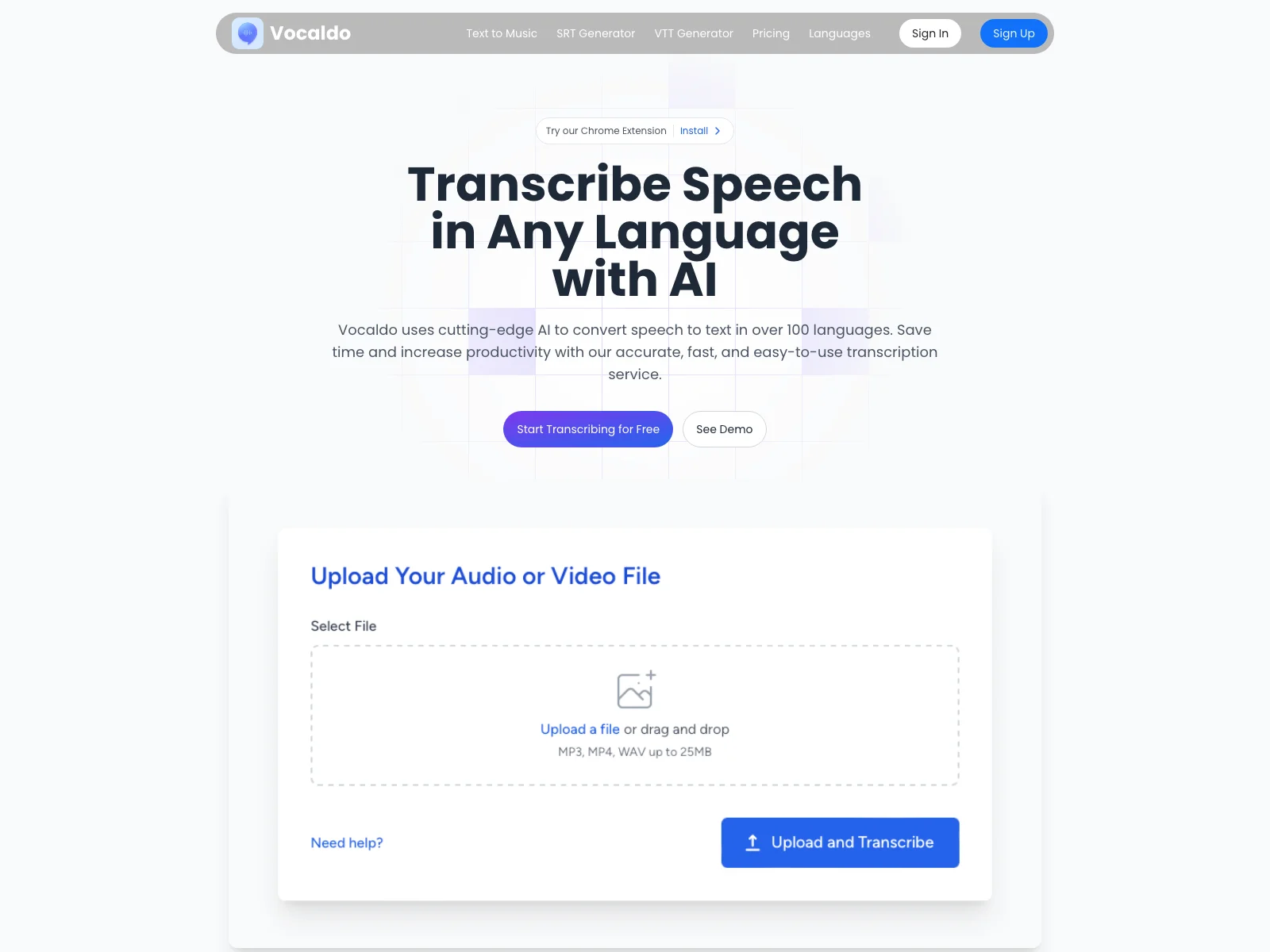 Vocaldo - Revolutionize Speech-to-Text in Any Language