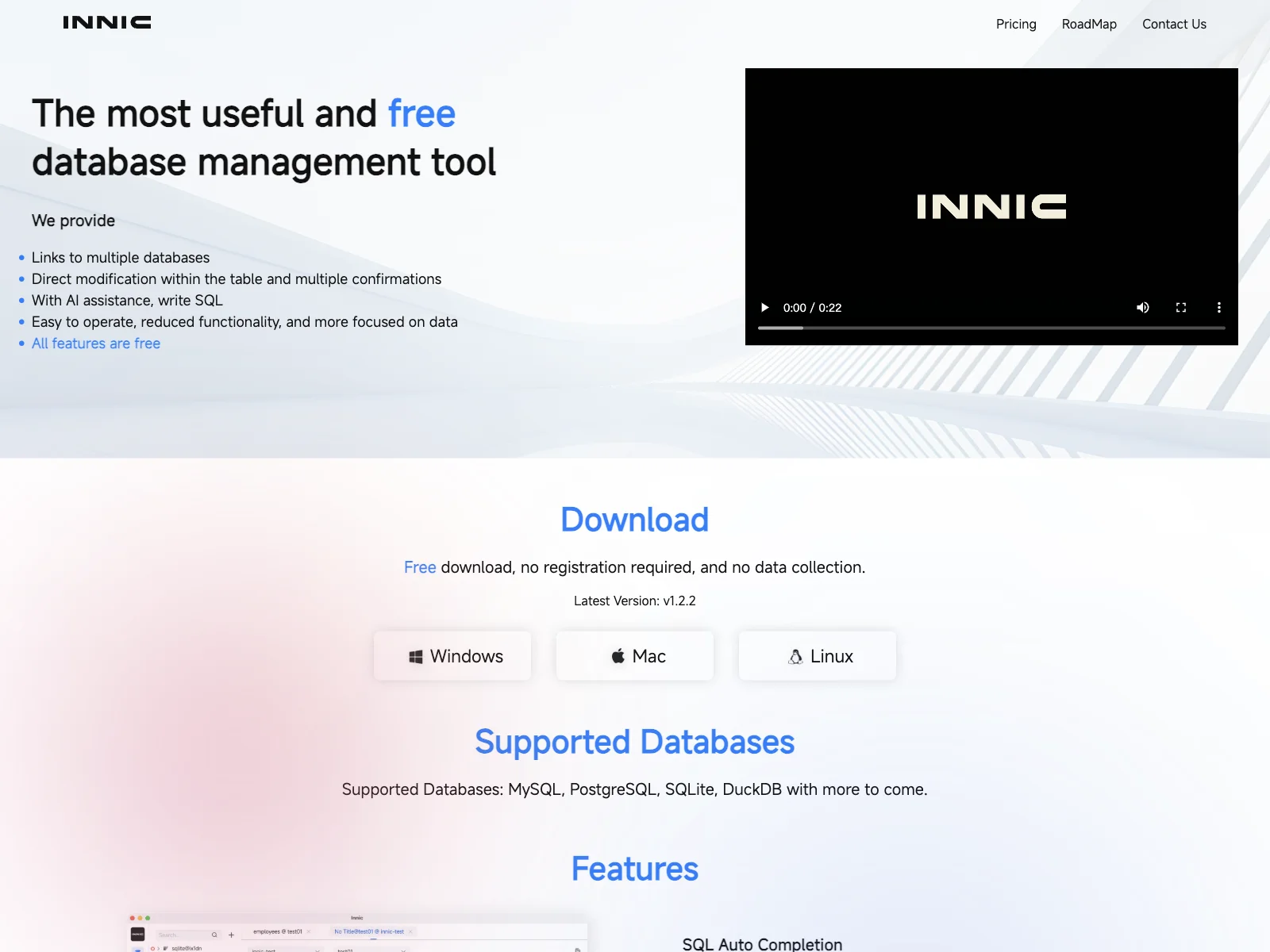 Innic Product: The Free Database Management Tool with AI Assistance