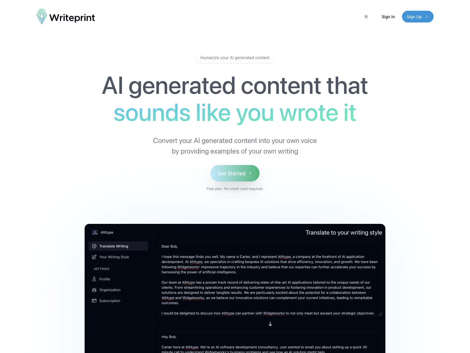 Writeprint.ai - Humanize AI Content with Ease