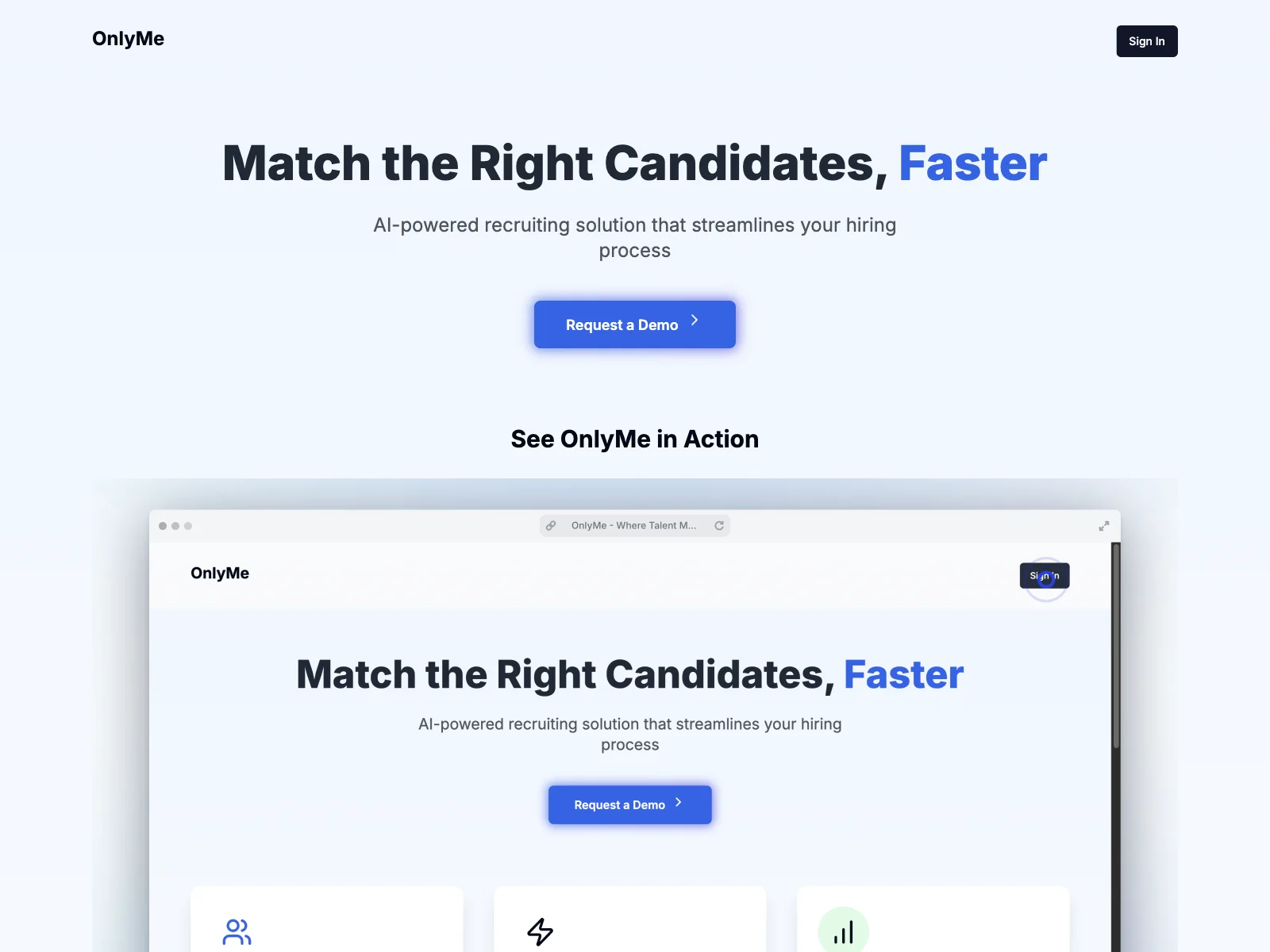 OnlyMe - Streamlining Hiring with AI-Powered Matching