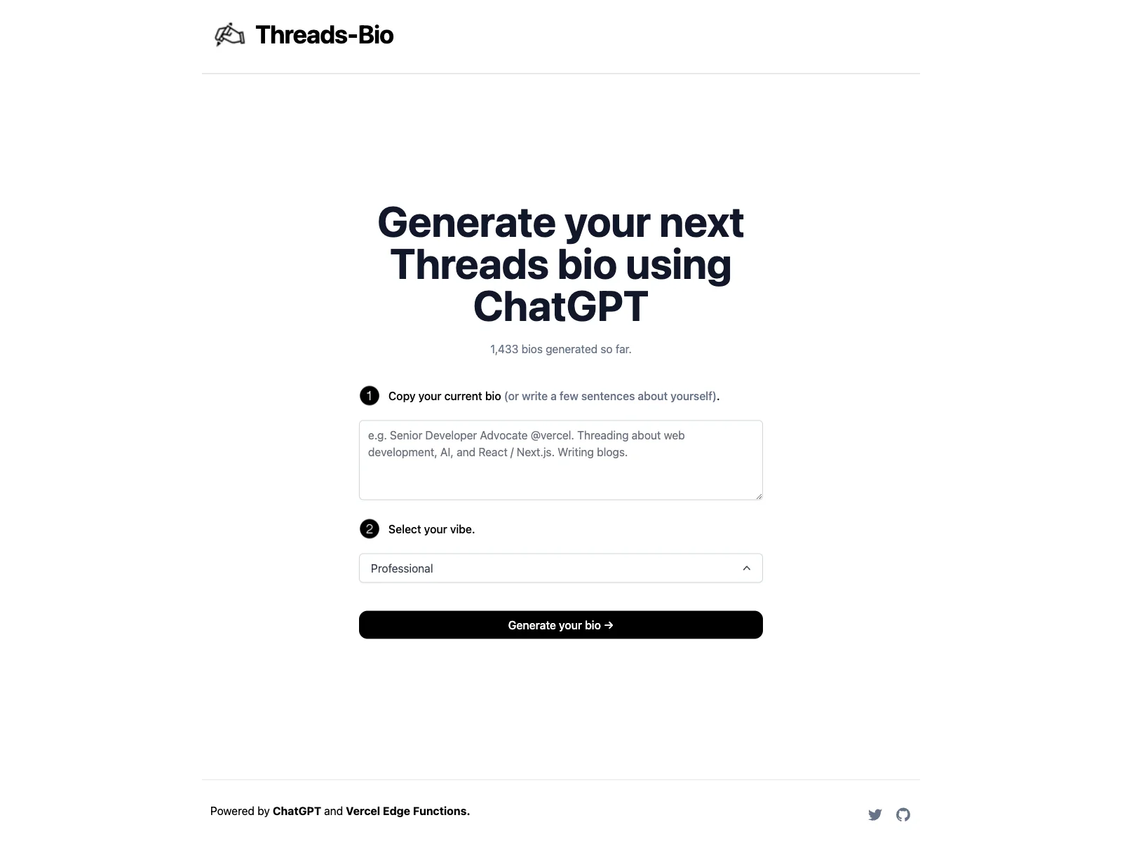 「Threads Bio Generator」：ChatGPTで魅力的なバイオ作成