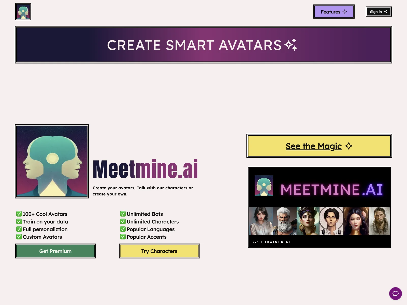 Meet Mine AI - Customizable Avatars & Business Bots