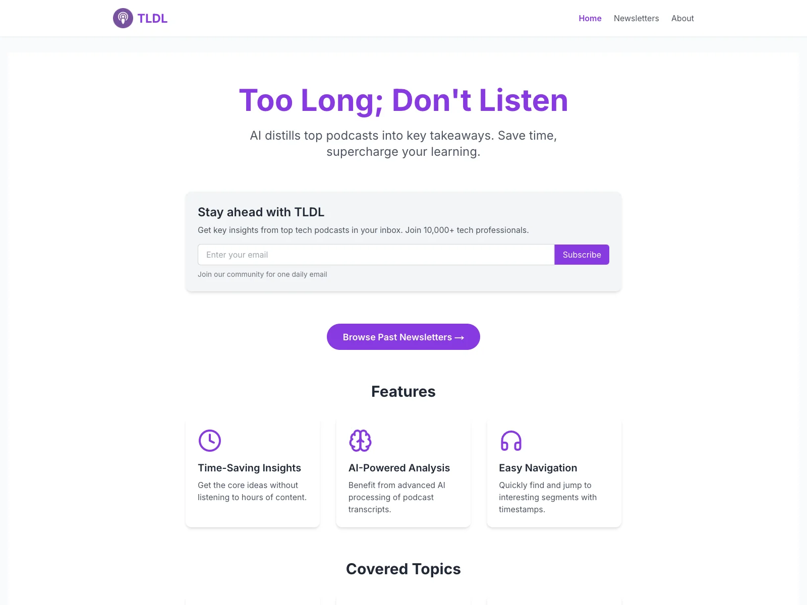 TLDL - AI-Powered Podcast Insights: Save Time & Learn More