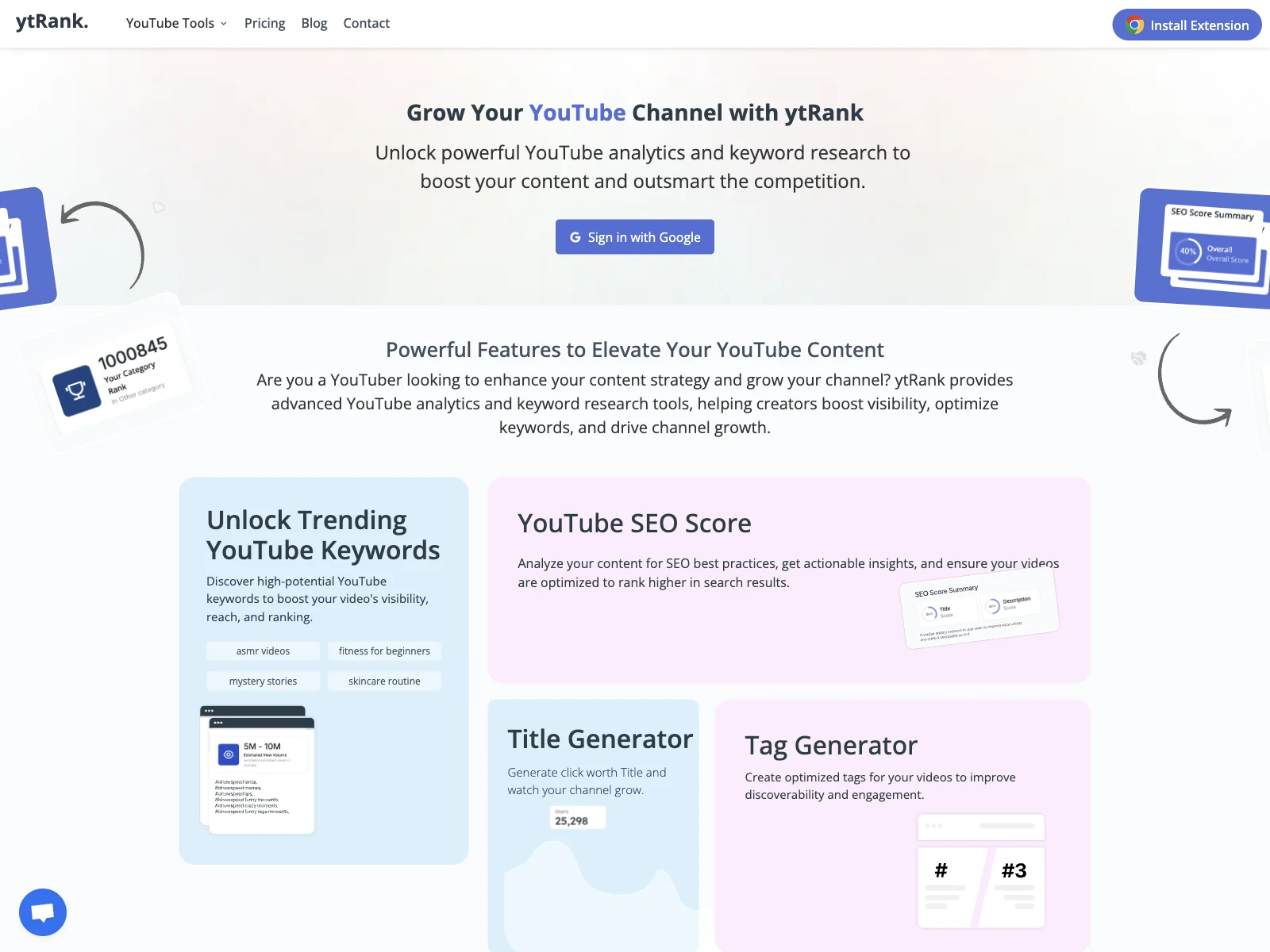 ytRank: Unlock YouTube Growth with Analytics & Keywords