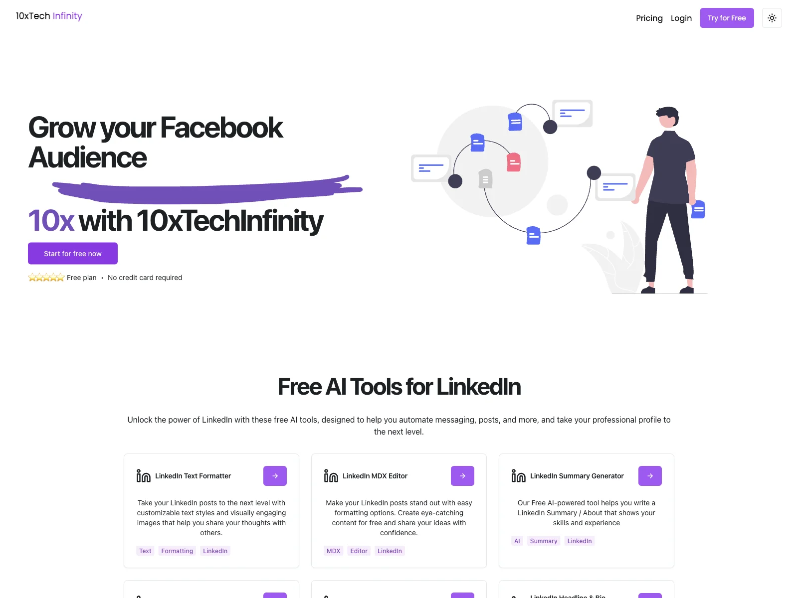 10x Tech Infinity: Empowering LinkedIn & Social Media Growth with AI