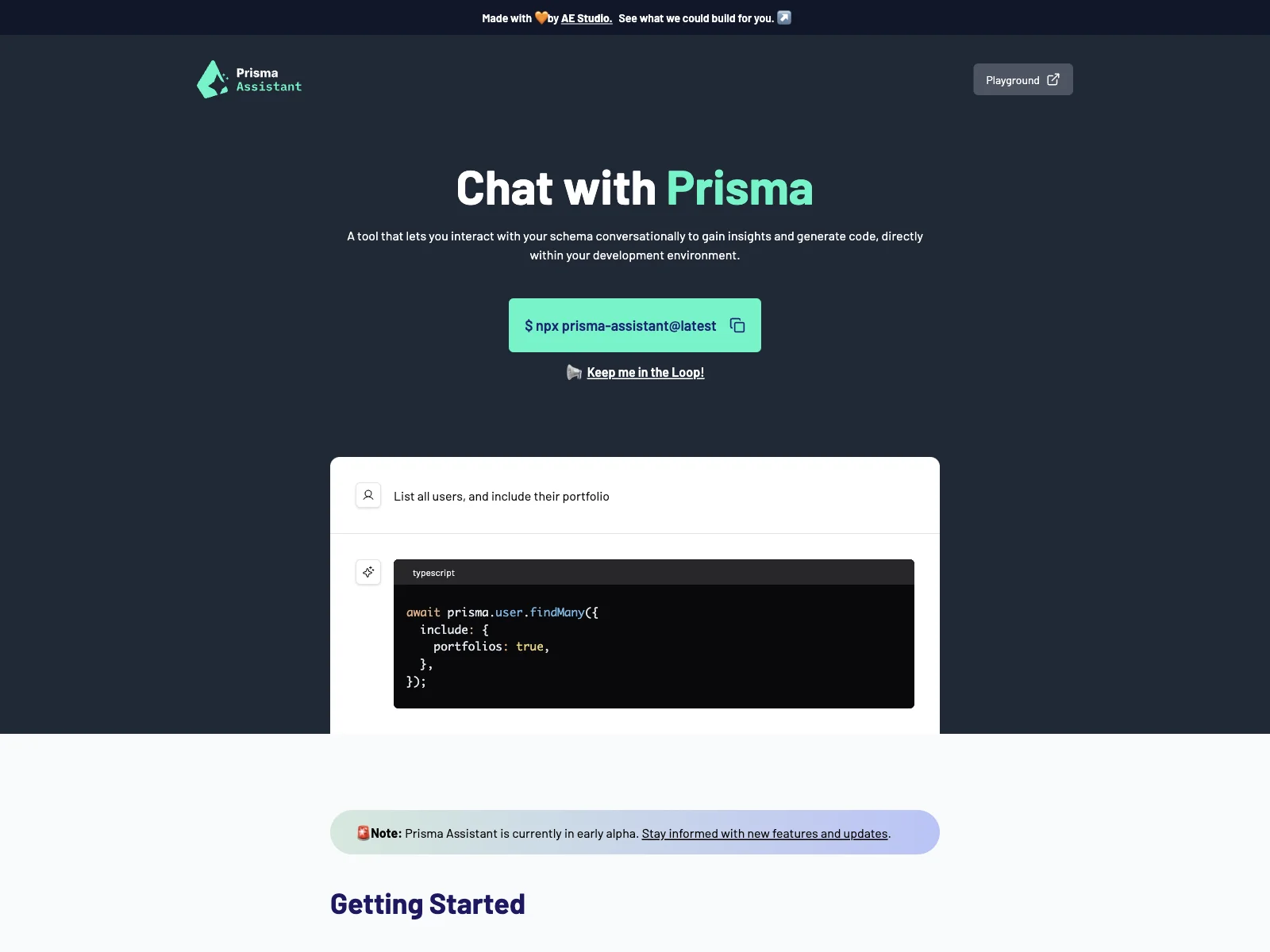 Prisma Assistant: Empowering Code Generation and Schema Interaction