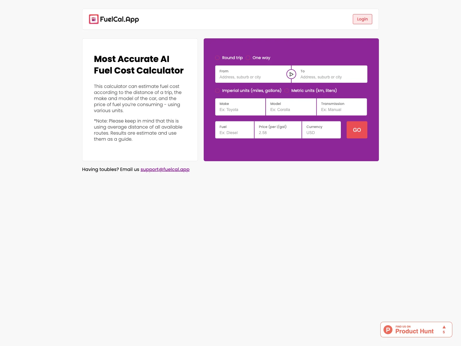 #1 AI Fuel Consumption Calculator | FuelCal.App