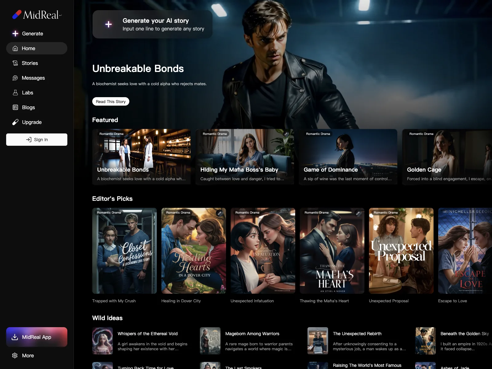 MidReal: Unleash Your Creativity with AI Story Generation