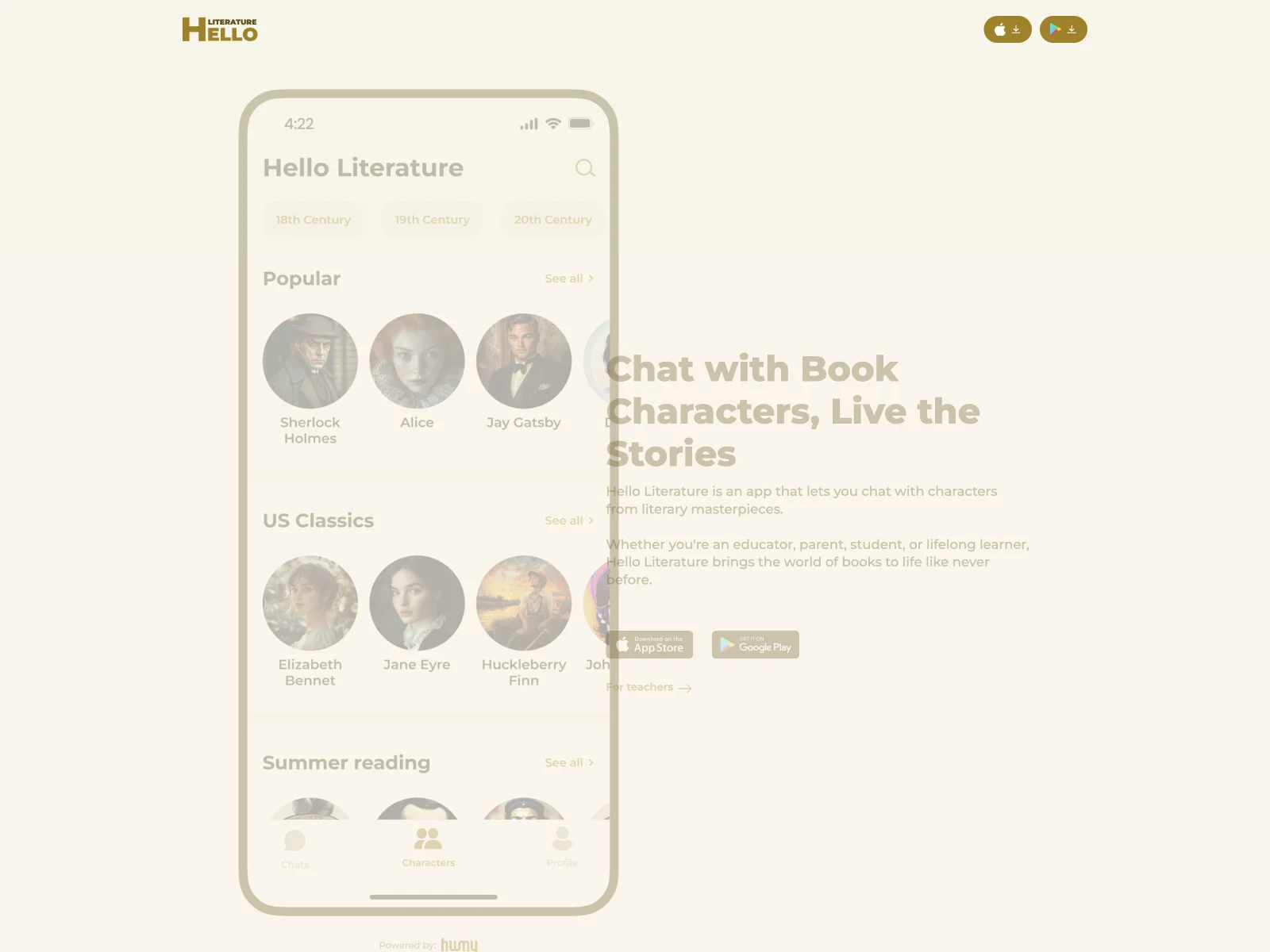 Hello Literature: Chat with Book Characters for an Enhanced Reading Experience