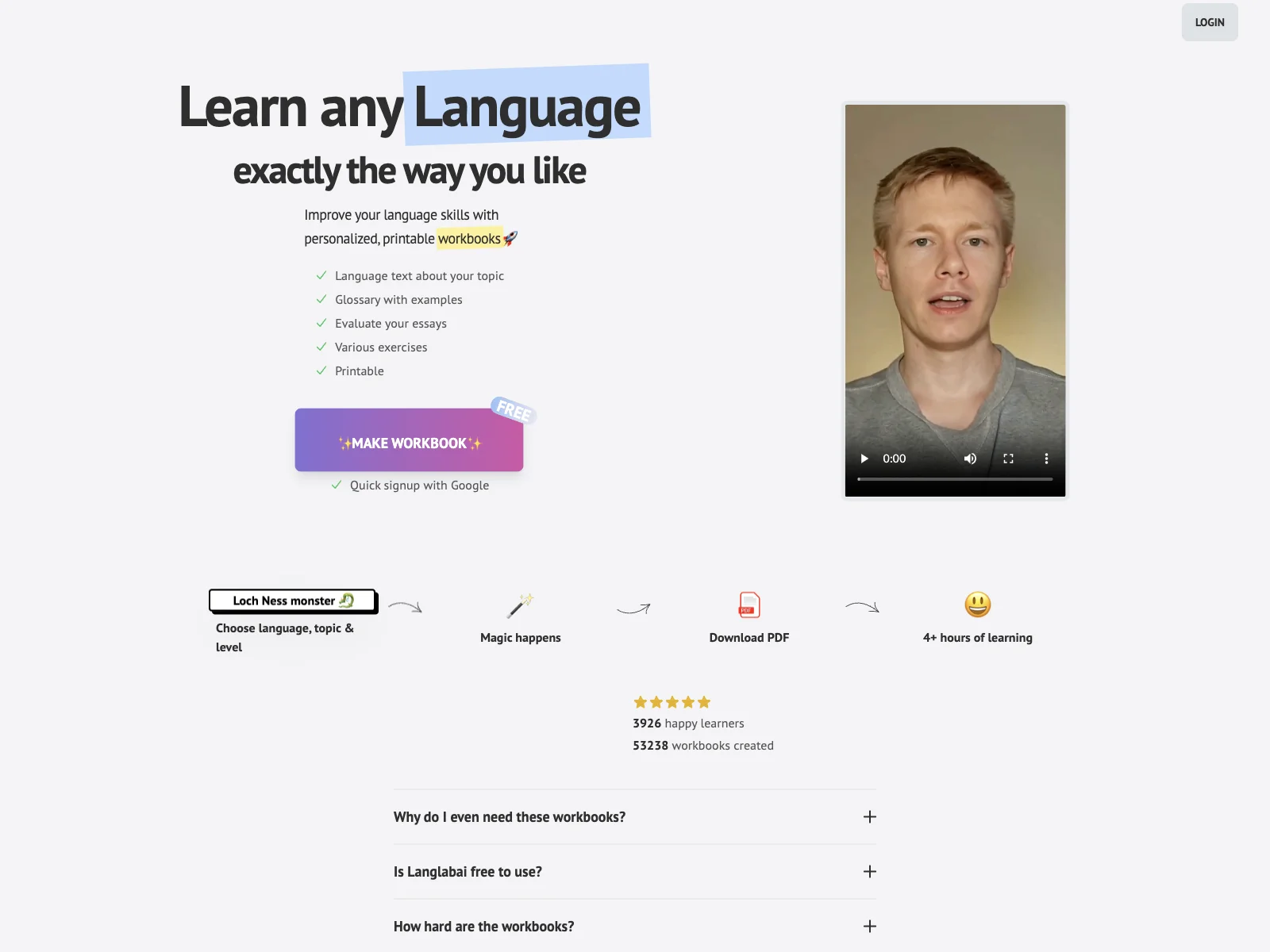 LangLabAI: Personalized Language Learning Workbooks