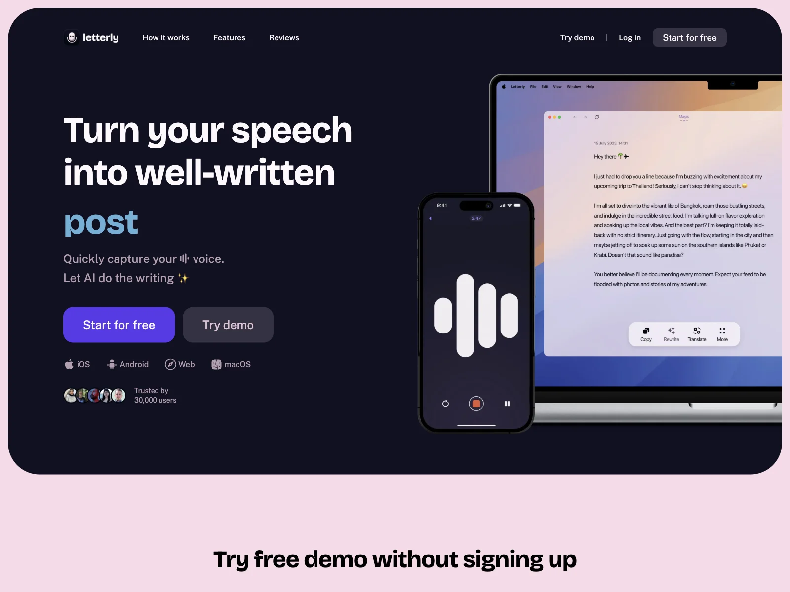 Letterly: Transform Your Speech into Clear Text