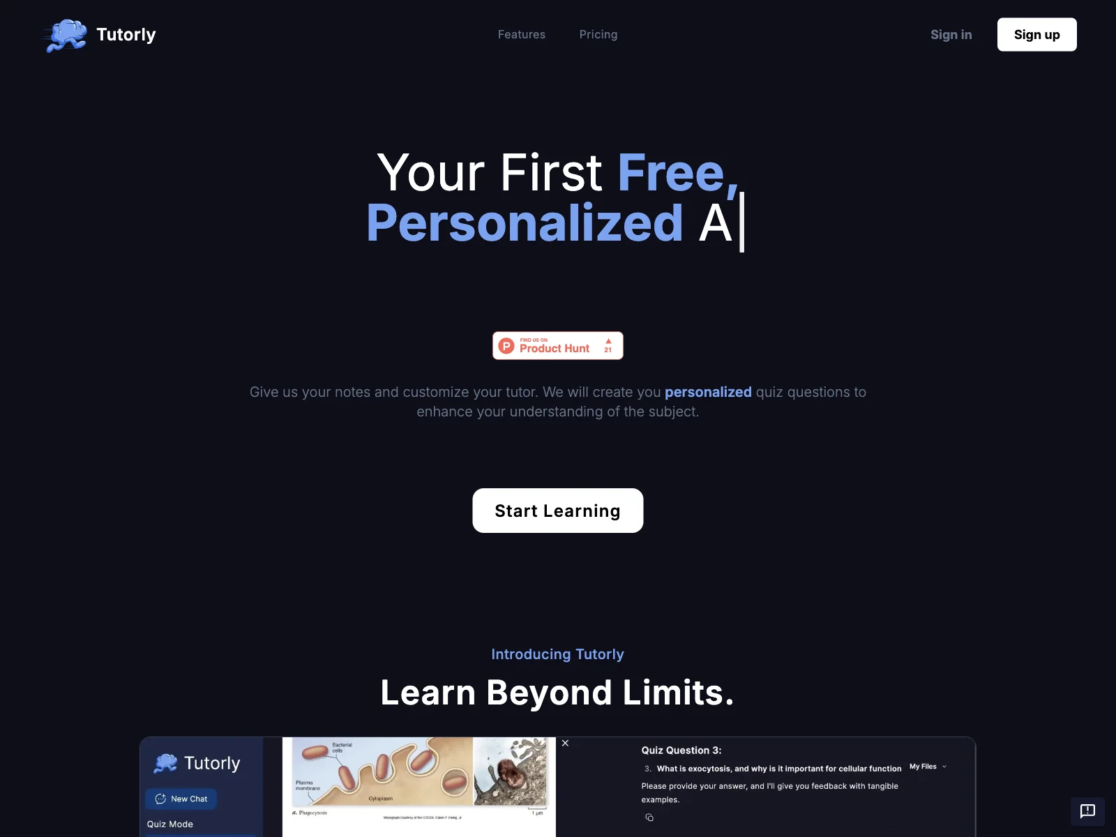 Tutorly: Personalized Quiz Generation for Enhanced Learning