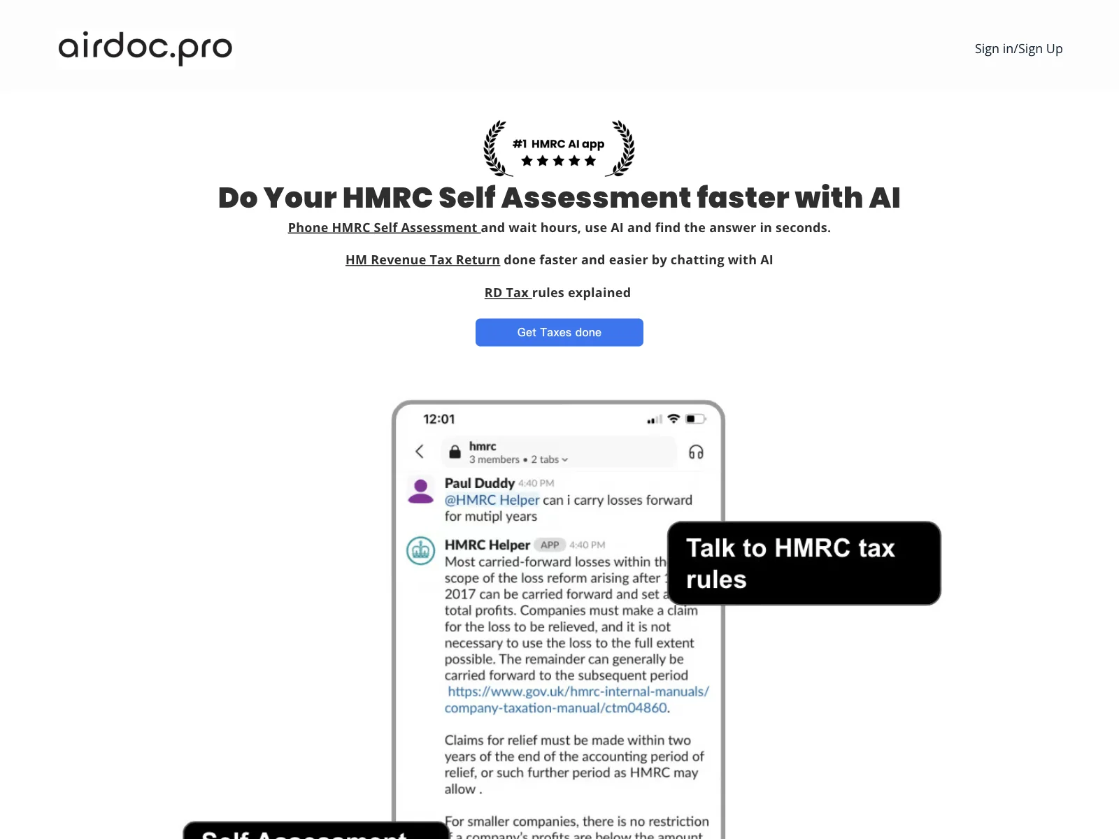 Airdoc.Pro: Simplify HMRC Self Assessment with AI